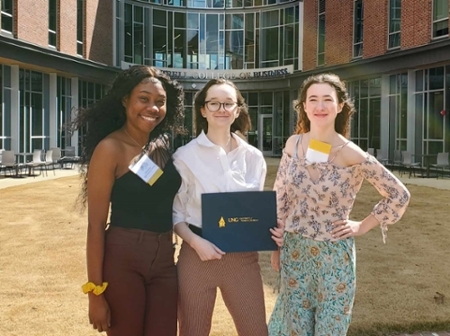 L-R: Honors students Aliyah Durham, Teagen McSweeney, and Brooklyn Zeagler at the Georgia Collegiate Honors Conference in Dahlonega, Georgia.